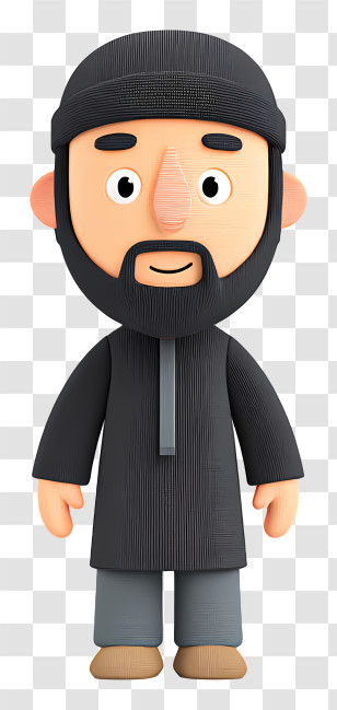 Muslim Man - Cartoon Man In Black Outfit Transparent PNG
