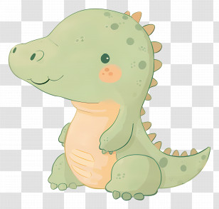Crocodile - Adorable Cartoon Green Dinosaur Transparent PNG
