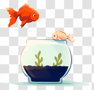 Goldfish Jumping - Two Fish In A Glass Bowl Illustration Transparent PNG