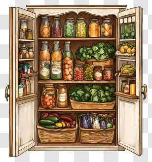 Pantry - Pantry Shelves With Food Storage Transparent PNG