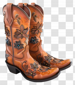 Cowgirl Boots - Floral Cowboy Boots With Western Style Transparent PNG