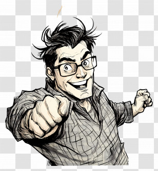 Mens Day - Comic Style Character With Glasses Transparent PNG