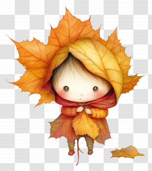 Autumn Leaf Cute - Child Wrapped In Autumn Leaves Transparent PNG