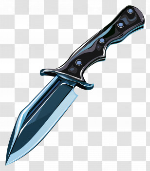 Knife - Black Sharp Steel Dagger With Handle Transparent PNG