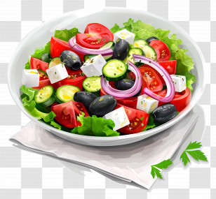Greek Salad - Fresh And Vibrant Greek Salad In A Bowl Transparent PNG