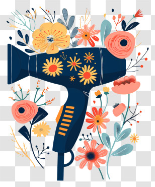 Hair Dryer - Floral Hair Dryer Illustration Transparent PNG