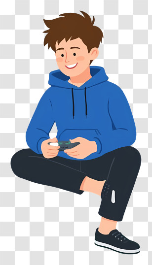 Man Playing Video Games - Casual Boy Playing Video Games Transparent PNG