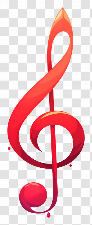 Red Music Note - Red Treble Clef Music Illustration Transparent PNG