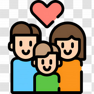 Family - Happy Family Cartoon Illustration With Heart Transparent PNG