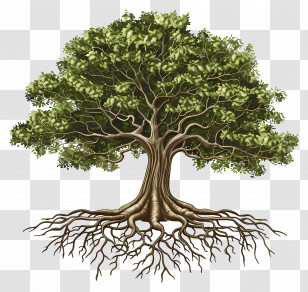 Tree With Roots - Tree With Visible Roots Illustration Transparent PNG