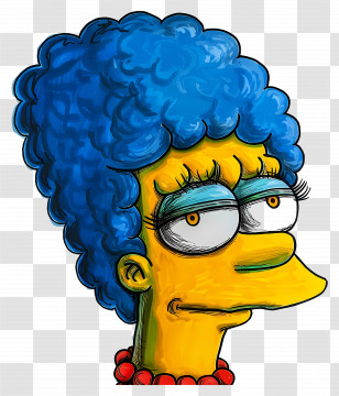 Marge Simpson - Blue-haired Cartoon Character With Red Necklace Transparent PNG