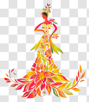 Gudi Padwa - Floral Artwork Of A Womanâ€™s Dress Transparent PNG