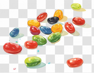 Jelly Beans - Vivid Jelly Beans Scattered On Surface Transparent PNG