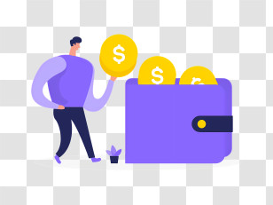 Cartoon - Illustrated Wallet With Gold Coins Transparent PNG