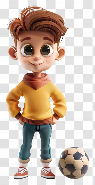 3d Cartoon Boy - Cartoon Boy With Soccer Ball Transparent PNG
