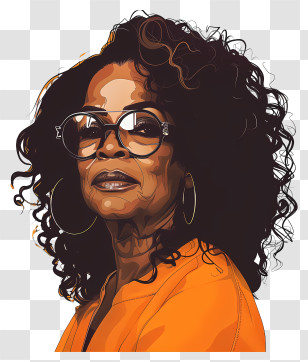Oprah Winfrey - Stylish Portrait Of A Woman With Curly Hair Transparent PNG