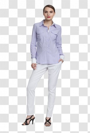 Blouse Blue Dress Shirt Collar - Fashion Model Transparent PNG