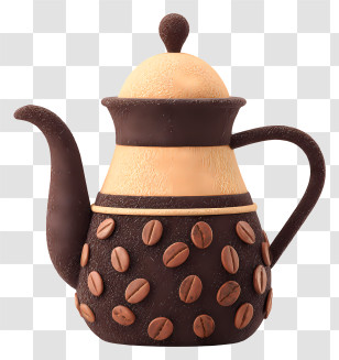 Coffee Kettle - Coffee Pot With Coffee Beans Design Transparent PNG