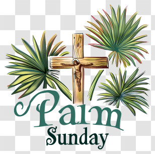 Palm Sunday - Palm Sunday Cross With Palm Leaves Transparent PNG