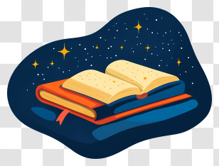 Pillow And Book - Magical Open Books With Stars Transparent PNG