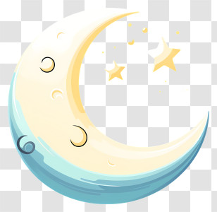 Cartoon Moon - Crescent Moon And Stars Illustration Transparent PNG