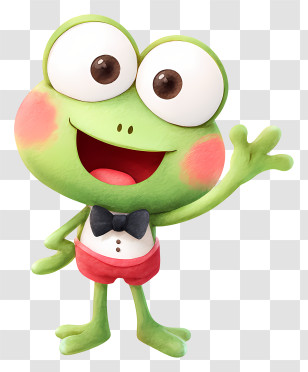 Keroppi - Green Frog Cartoon Character With Bowtie Transparent PNG
