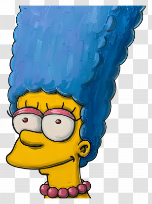 Marge Simpson - Yellow Cartoon Character With Blue Hair Transparent PNG