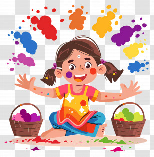 Holi Background - Joyful Child With Holi Colors Transparent PNG