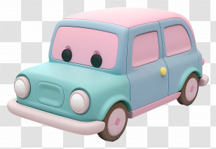 Cartoon - Pastel Colored Cute Toy Car Transparent PNG