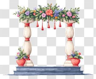 Wedding Altars - Floral Arch With Colorful Flowers Transparent PNG