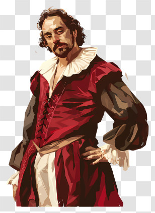 Shakespeare Day - Man In Red Historical Costume Transparent PNG