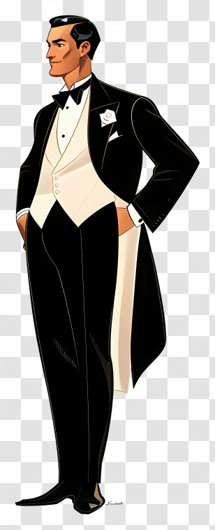Man In Tuxedo - Man In Elegant Formal Suit With White Tie Transparent PNG