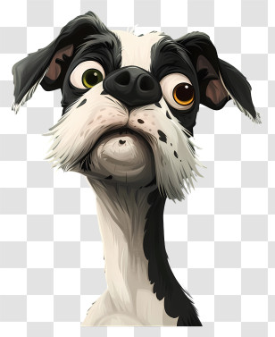 Cartoon Dog - Cartoon-Style Black And White Dog Transparent PNG