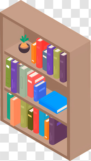 Icon - Bookshelf Filled With Colorful Books Transparent PNG