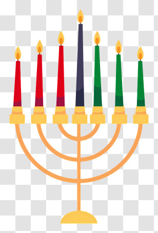 Hanukkah Menorah - Traditional Golden Menorah With Lit Candles Transparent PNG