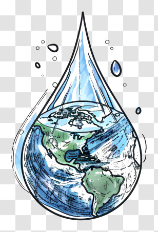 World Water Day - Earth In Water Drop Illustration Transparent PNG