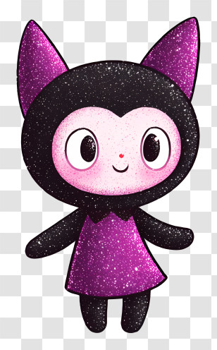 Glitter Kuromi - Adorable Cartoon Character In Costume Transparent PNG