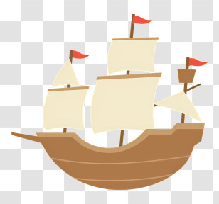 Icon - Wooden Sailing Ship With Flags Illustration Transparent PNG