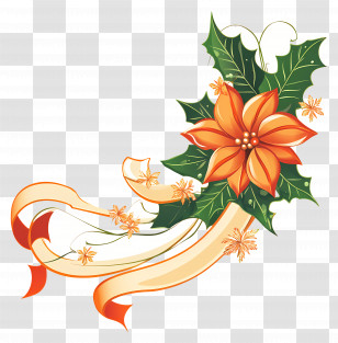 Ribbon Border - Floral Decoration With Ribbon Transparent PNG