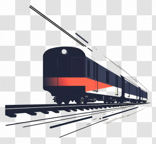 Train - Modern Train On Tracks Illustration Transparent PNG