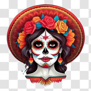 La Catrina 
 - Day Of The Dead Woman With Sugar Skull Makeup Transparent PNG