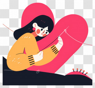 Woman Mending Broken Heart - Woman Sewing With Heart Background Transparent PNG