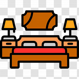 Sleeping Room - Cozy Bedroom Furniture With Lamps Transparent PNG