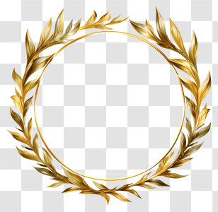 Hand Drawn Golden Frame - Golden Laurel Wreath Design Transparent PNG