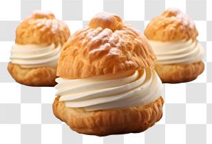 Realistic 3d Cream Puff - Delicious Cream Puff Pastry With Whipped Cream Transparent PNG