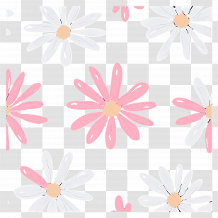 Flower Background - Pink And White Daisies Pattern Illustration Transparent PNG