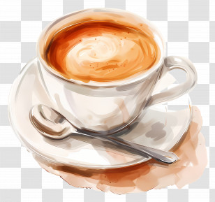 White Coffee - Coffee Cup With Saucer And Spoon Illustration Transparent PNG