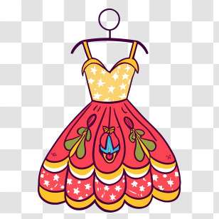 Cartoon Dress - Illustration Of A Colorful Festive Dress Transparent PNG