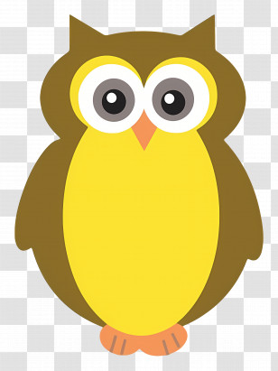 Cute Owl - Yellow And Brown Cartoon Owl Transparent PNG