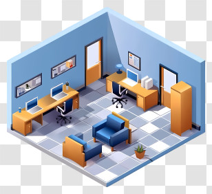 Staff Room - Isometric Modern Office Layout Design Transparent PNG